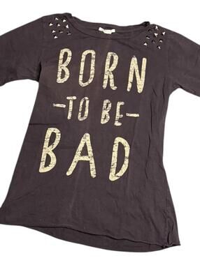 Forever 21 Born To Be Bad studded graphic tee black short sleeve S